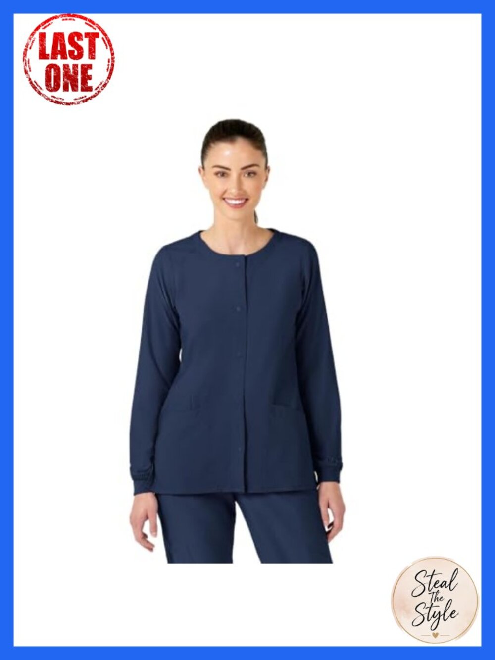 Women's Crew Neck Warm Up Scrub Jacket Medical Workwear